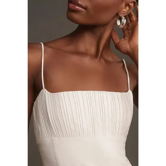 Anthropologie NWT Maeve The Ophelia Linen Slim Mini Dress Light Sand 12